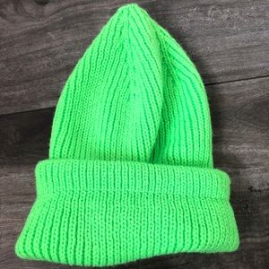 Bright green beanie